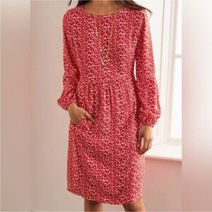 Boden Serena Dress in Cherry Red Ditsy Pop